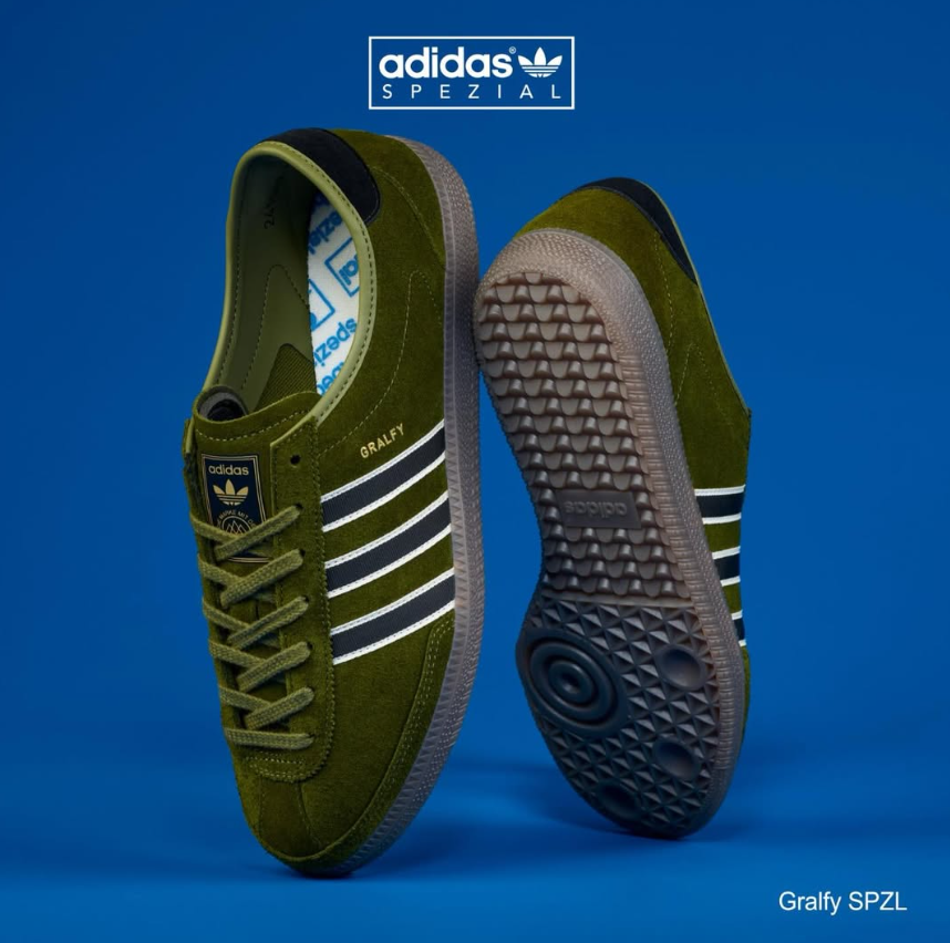 Adidas Gralfy II SPZL Dark Moss Green KK4203 — SS26 available now UK football casuals
