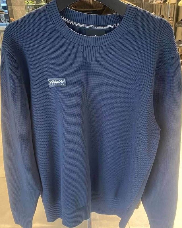Leaked adidas Spezial AW26 navy waffle-knit crew neck jumper