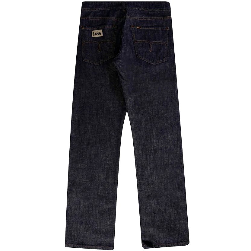 Lois jeans in deep indigo with the Lois back-pocket patch