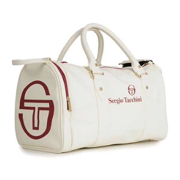 Sergio Tacchini x Stuarts Jorno gym holdall in buttercream with merlot logo